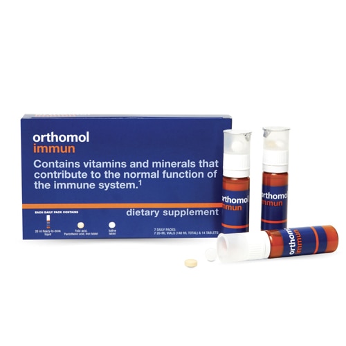 Orthomol Immun Vial - Daily Liquid Immune Support - Vitamins A-B-C-D-E-Zinc-Iodine