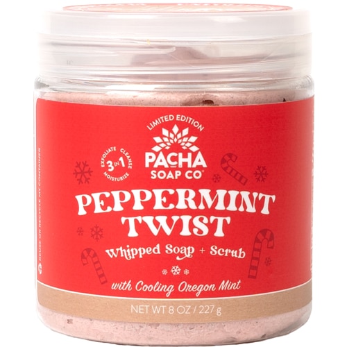 Pacha Soap Co Holiday Whipped Soap + Scrub - Peppermint Twist