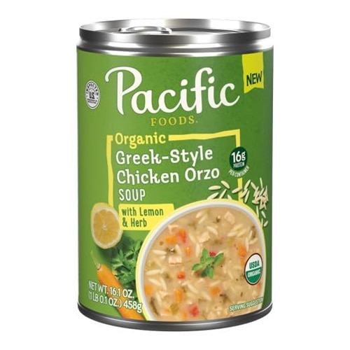 Pacific Foods Organic Greek Style Chicken Orzo Soup with Lemon & Herb