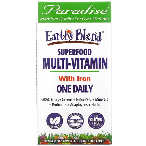 Paradise Herbs Earth's Blend Superfood Multivitamin with Iron