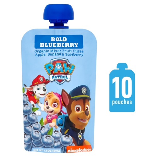 Paw Patrol Organic Mixed Fruit Puree Squeeze Pouch Bold Blueberry