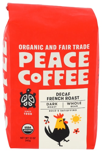 Peace Coffee Organic Decaf Whole Bean French Roast
