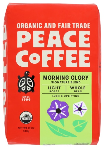 Peace Coffee Organic Light Roast Whole Bean Morning Glory