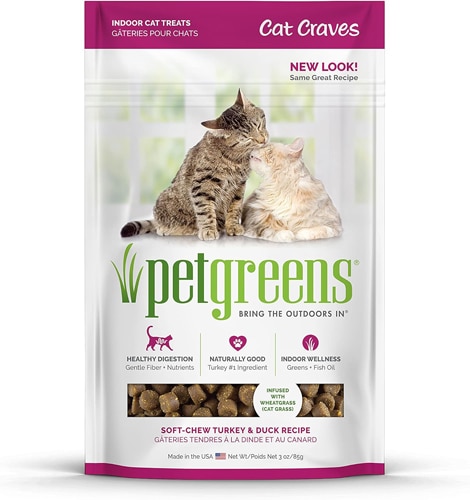 Pet Greens Cat Craves Indoor Cat Treats Soft Chews Turkey & Duck