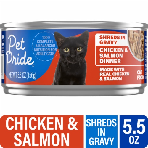Pet Pride Adult Wet Cat Food Chicken & Salmon Dinner in Gravy Shreds