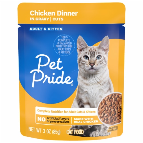 Pet Pride All Life Stages Wet Cat Food in Gravy Cuts Pouch Chicken Dinner