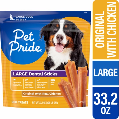 Pet Pride Large Dental Sticks Dog Treats Original with Real Chicken