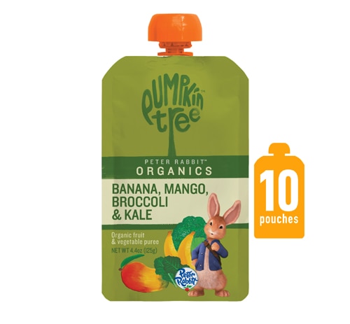 Peter Rabbit Organics Baby Food Fruit & Vegetable Puree Banana Mango Broccoli Kale