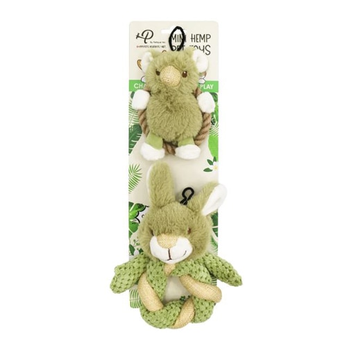 Petique Mini Hula Hemp Koala and Bunny Twist Squeaker Plush Dog Toys