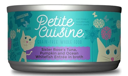 Petite Cuisine Wet Cat Food Entree in Broth Sister Rose's Tuna Pumpkin & Ocean Whitefish