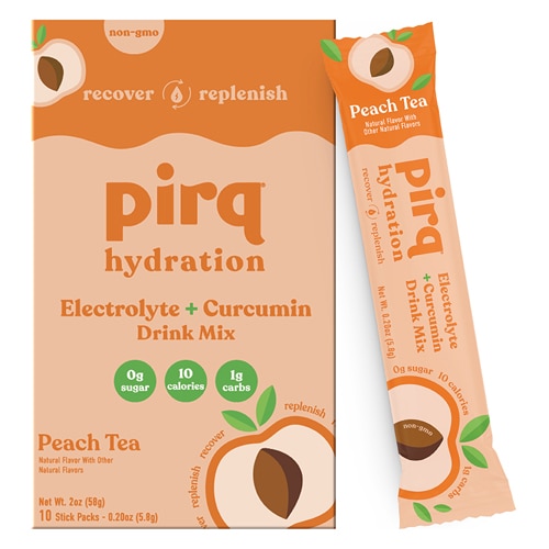 Pirq Electrolyte Drink Mix - Hydration Powder Packets Peach Tea