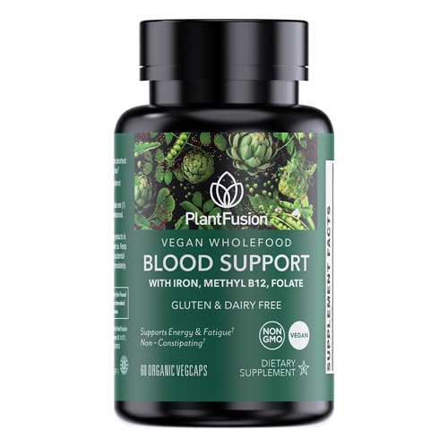 PlantFusion Vegan Wholefood Blood Support with Iron-Methyl B12-Folate