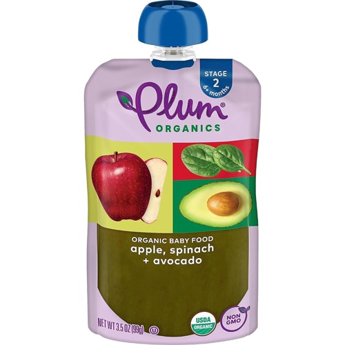 Plum Organics Baby Food Puree 6+ Months Apple Spinach + Avocado