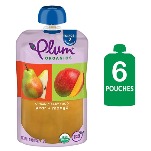 Plum Organics Baby Food Puree 6+ Months Pear & Mango