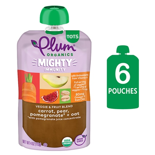 Plum Organics Mighty Veggie 12+ Months Carrot Pear Pomegranate Oat