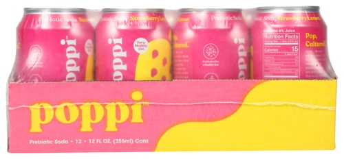 Poppi Sparkling Prebiotic Soda Strawberry Lemon