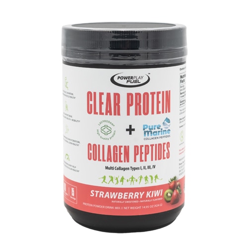 Power Play Fuel Clear Protein + Marine Collagen Peptides - Informed Sport Certified Strawberry Kiwi