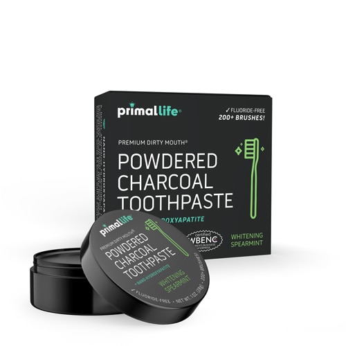 Primal Life Organics Powdered Charcoal Toothpaste with Nano-Hydroxyapatite Whitening Spearmint