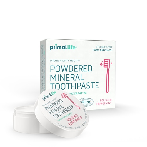 Primal Life Organics Powdered Mineral Toothpaste with Nano-Hydroxyapatite Polished Peppermint