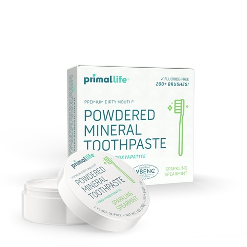 Primal Life Organics Powdered Mineral Toothpaste with Nano-Hydroxyapatite Sparkling Spearmint