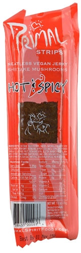 Primal Spirit Foods Primal Strips Meatless Vegan Jerky Hot & Spicy