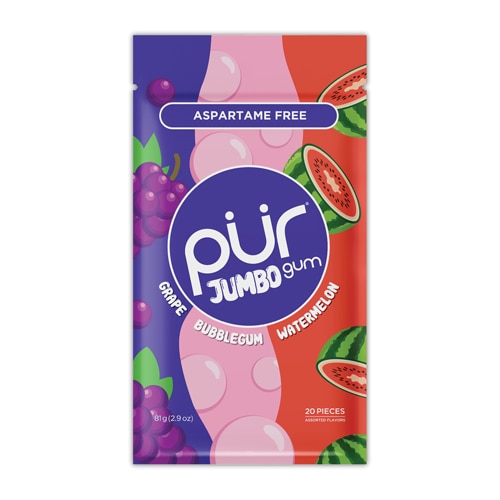 Pur Company Aspartame Free Sugar Free Jumbo Gum Grape Bubblegum Watermelon