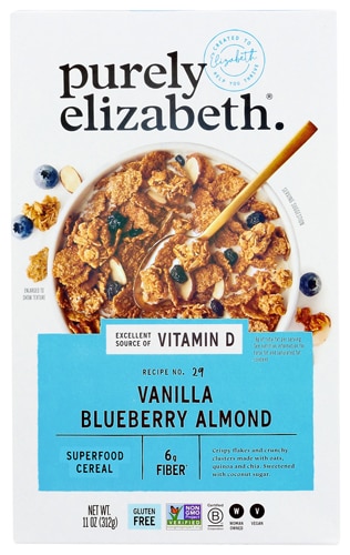 Purely Elizabeth Superfood Cereal Gluten Free Vegan Non-GMO Vanilla Blueberry Almond