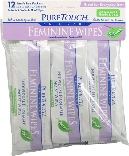 Puretouch Individual Flushable Moist Feminine Wipes