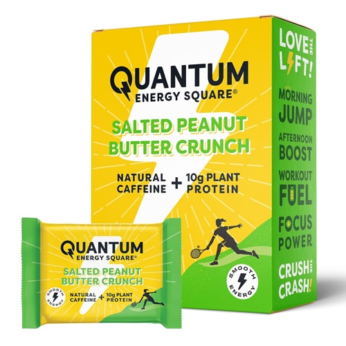 Quantum Energy Square Caffeine & Protein Bars Salted Peanut Butter Crunch