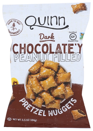 Quinn Snacks Filled Pretzel Nuggets Dark Chocolatey Peanut