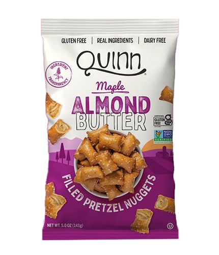 Quinn Snacks Plant Based Filled Pretzel Nuggets Almond Butter