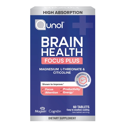 Qunol Brain Health Focus Plus With B6 - Magnesium L-Threonate & Citicoline
