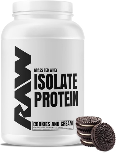 RAW Nutrition Grass Fed Whey Isolate Protein Informed Sport Certified - 25 Servings Cookies And Cream