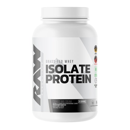 RAW Nutrition Grass Fed Whey Isolate Protein - Informed Sport Certified Cookies and Cream