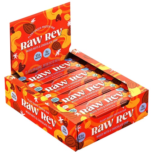 RAW REV Plant-Based Protein Bar Mixed Nuts & Chocolate Chip