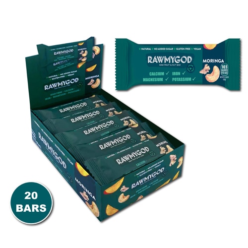 RAWMYGOD Functional Bar Antioxidant & Anti-Inflammatory Nuts and Seeds Moringa