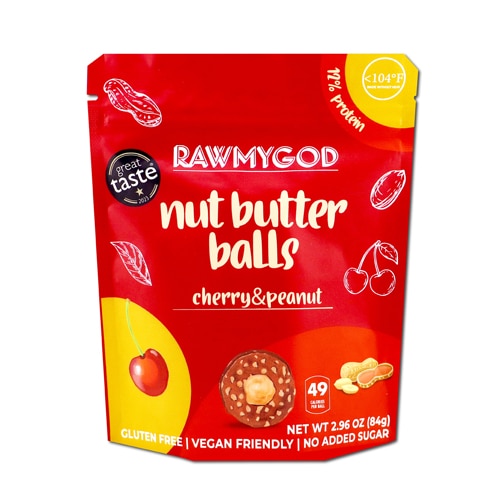 RAWMYGOD Nut Butter Balls Cherry Peanut