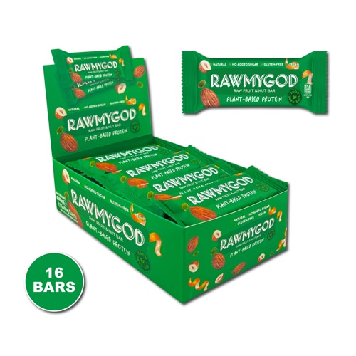 RAWMYGOD Raw Fruit and Nut Bar Plant Based Protein