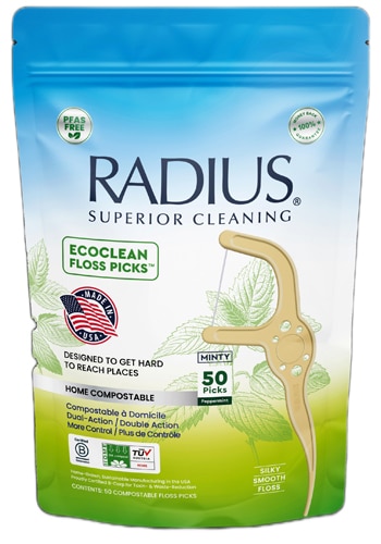 Radius EcoClean Adult Floss Picks Compostable Peppermint