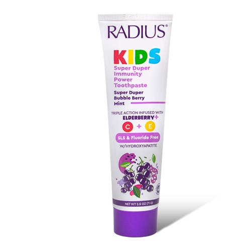Radius Kids Toothpaste Immunity Power SLS Free Fluoride Free Bubble Berry Mint