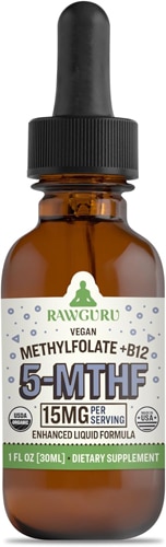 RawGuru Organic Methylfolate + B12 5-MTHF Supplement Tincture