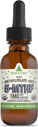 RawGuru Organic Methylfolate + B12 5-MTHF Supplement Tincture