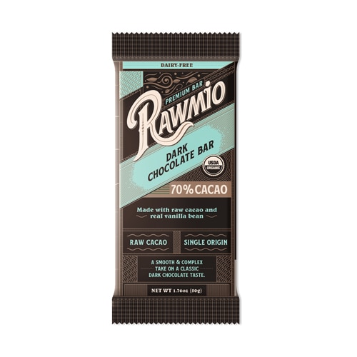 Rawmio Organic Dark Chocolate Bar 70% Cacao with Vanilla Bean