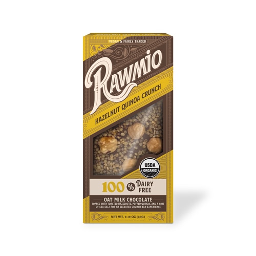 Rawmio Organic Oat Milk Raw Chocolate Bark Hazelnut Quinoa Crunch