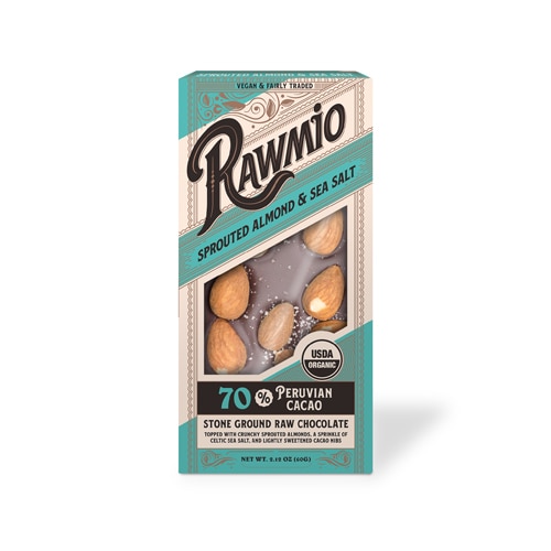 Rawmio Organic Raw Chocolate Bark Sprouted Almond & Sea Salt