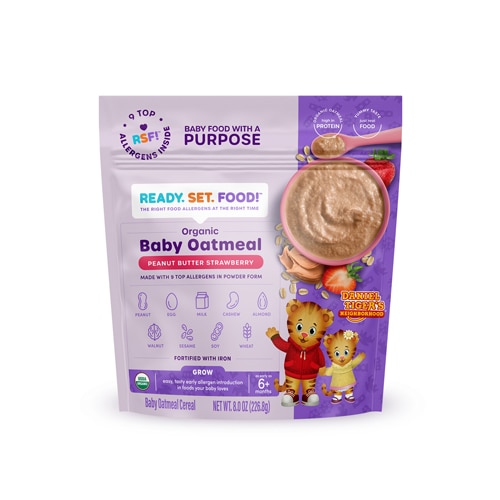 Ready. Set. Food! Organic Baby Oatmeal Daniel Tiger Peanut Butter Strawberry