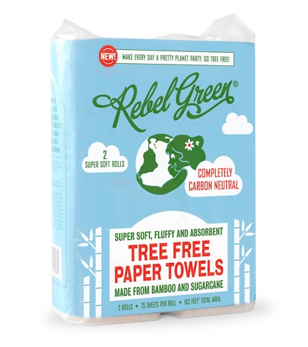 Rebel Green Paper Towels Tree Free Bamboo 75 Sheet Roll