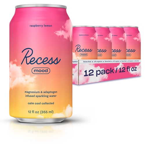 Recess Mood Magnesium & Adaptogen Infused Sparkling Water Raspberry Lemon
