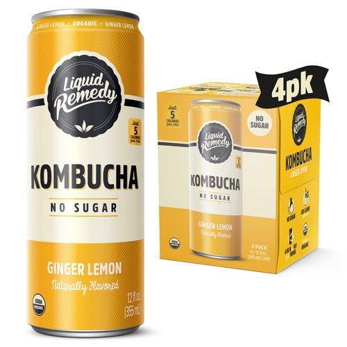 Remedy Kombucha Organic - 4 Pack Ginger Lemon