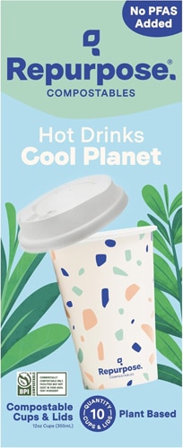 Repurpose Cups + Lids Compostable Hot + Cold 12 Ounce
